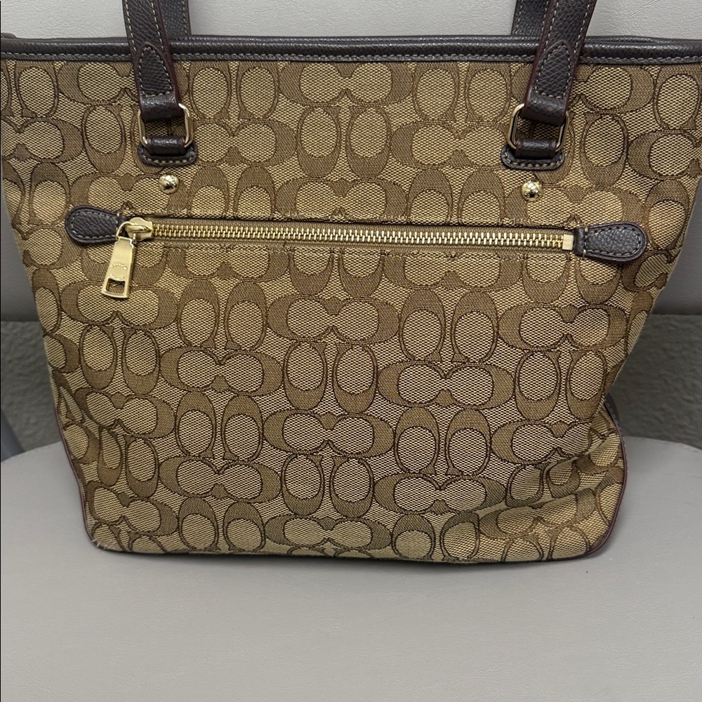 Coach Tan and Brown Signature Tote - Picture 5 of 12